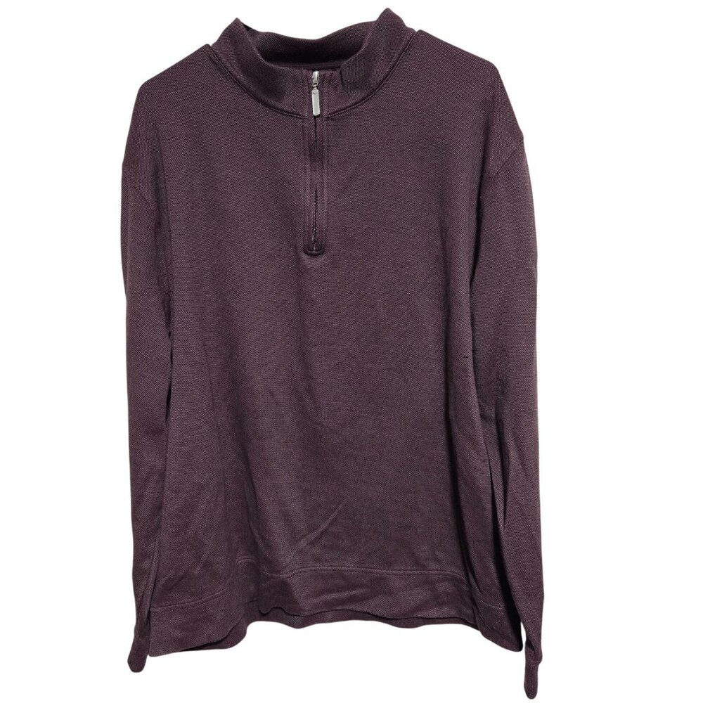 Kirkland Signature Pullover Sweater Mens Size XXL Plum 1/4 Zip Sweatshirt Casual